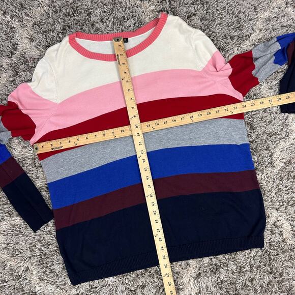 Talbots Women's 2X XXL 2XL Ice Cream Rainbow Stripe Color Block Sweater - Picture 6 of 6